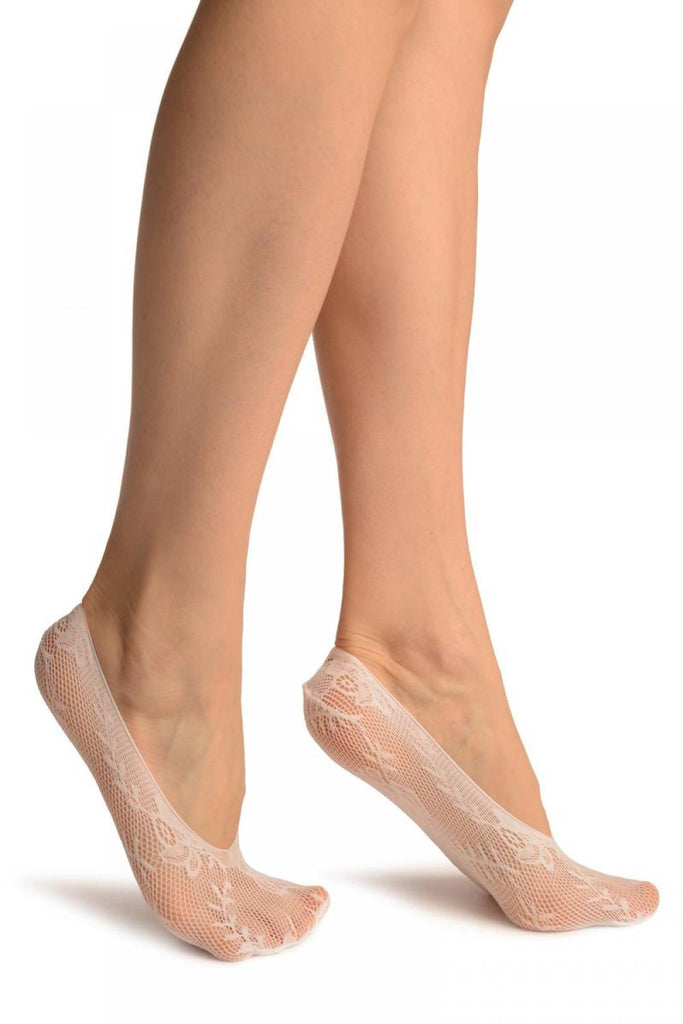Liss Kiss White Orchids Lace Footies - Footsies Socks