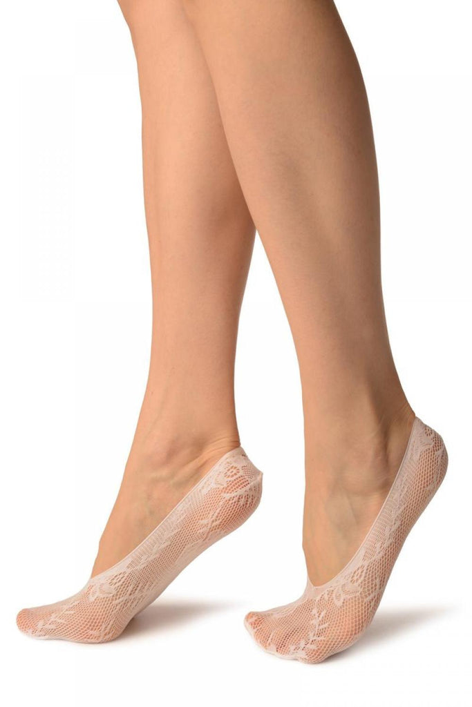 Liss Kiss White Orchids Lace Footies - Footsies Socks