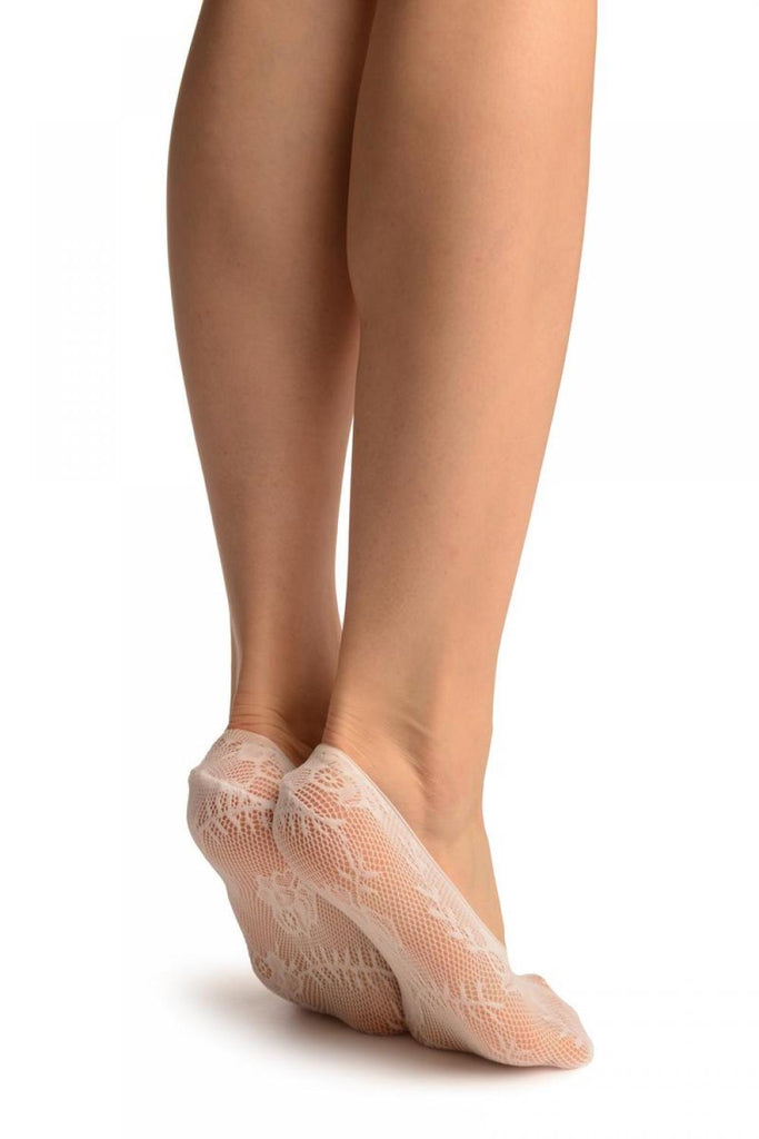Liss Kiss White Orchids Lace Footies - Footsies Socks