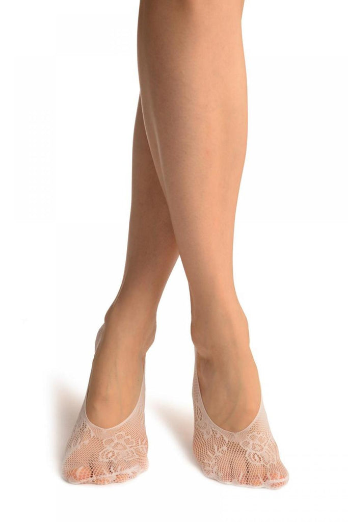 Liss Kiss White Orchids Lace Footies - Footsies Socks