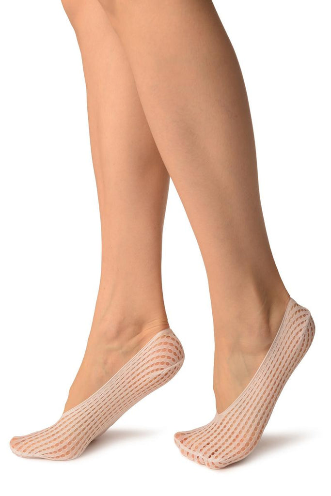 Liss Kiss White Pearly Stripes Mesh Footies - Footsies Socks