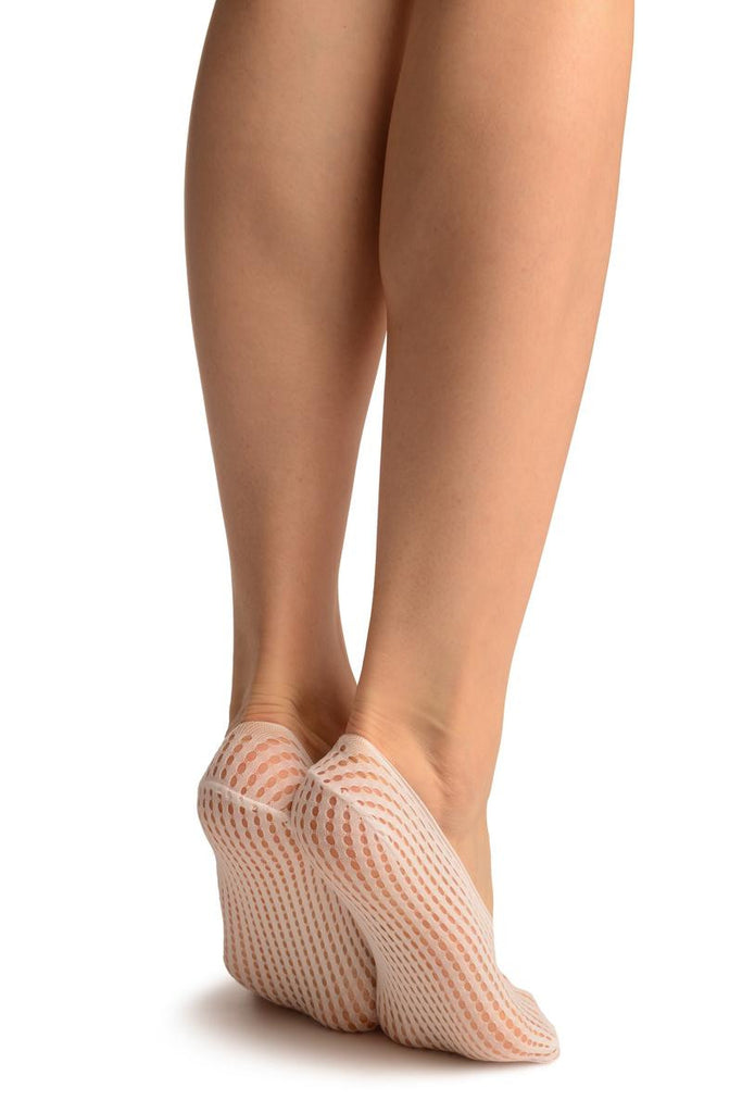Liss Kiss White Pearly Stripes Mesh Footies - Footsies Socks