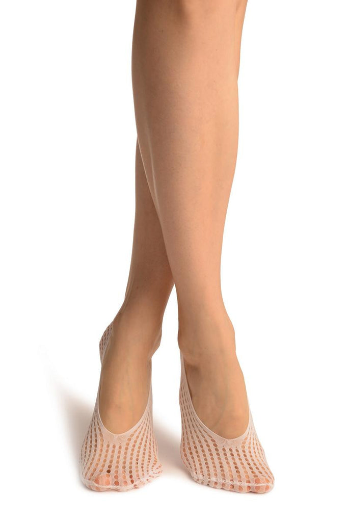 liss kiss White Pearly Stripes Mesh Footies - Footsies Socks