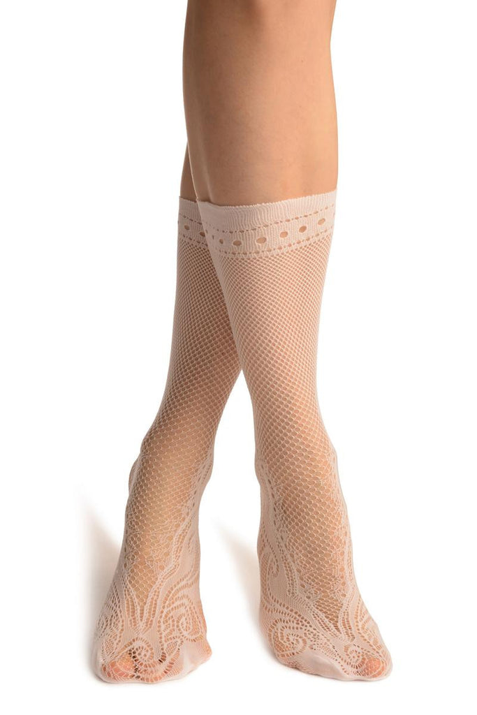 liss kiss White Peisleys Lace Socks Ankle High - Socks