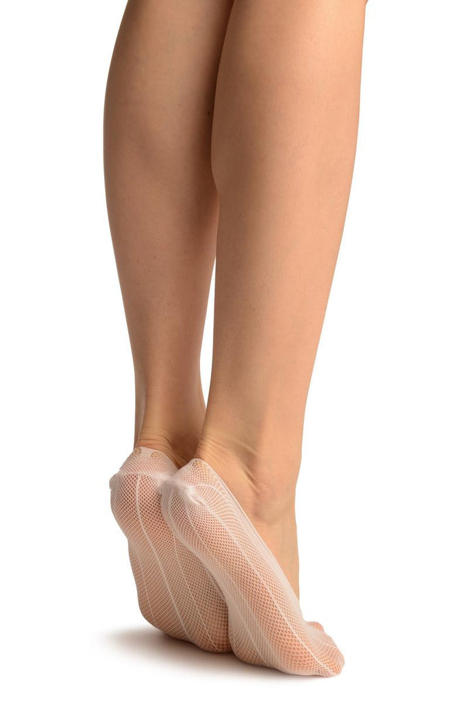 Liss Kiss White Pinstriped Mesh Footies - Footsies Socks
