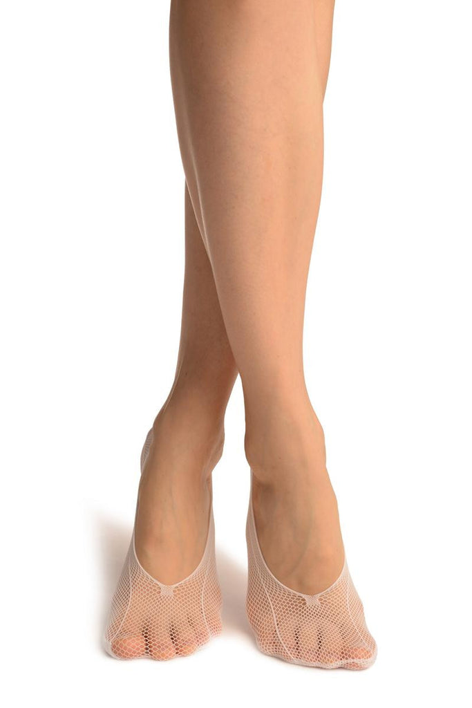 Liss Kiss White Pinstriped Mesh Footies - Footsies Socks