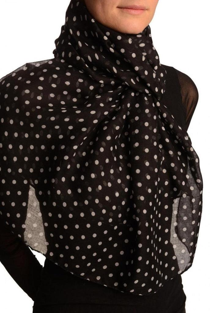 Liss Kiss White Polka Dot On Black Unisex Scarf - Scarf