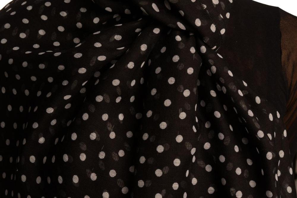 Liss Kiss White Polka Dot On Black Unisex Scarf - Scarf