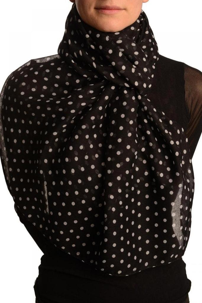 liss kiss White Polka Dot On Black Unisex Scarf - Scarf