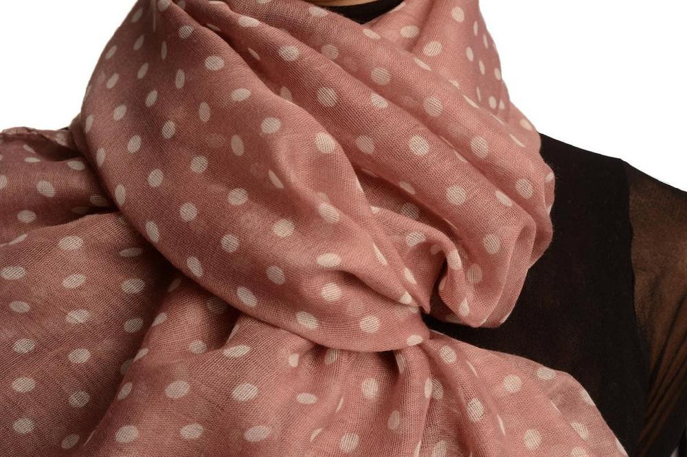 Liss Kiss White Polka Dot On Puce Pink Unisex Scarf - Scarf