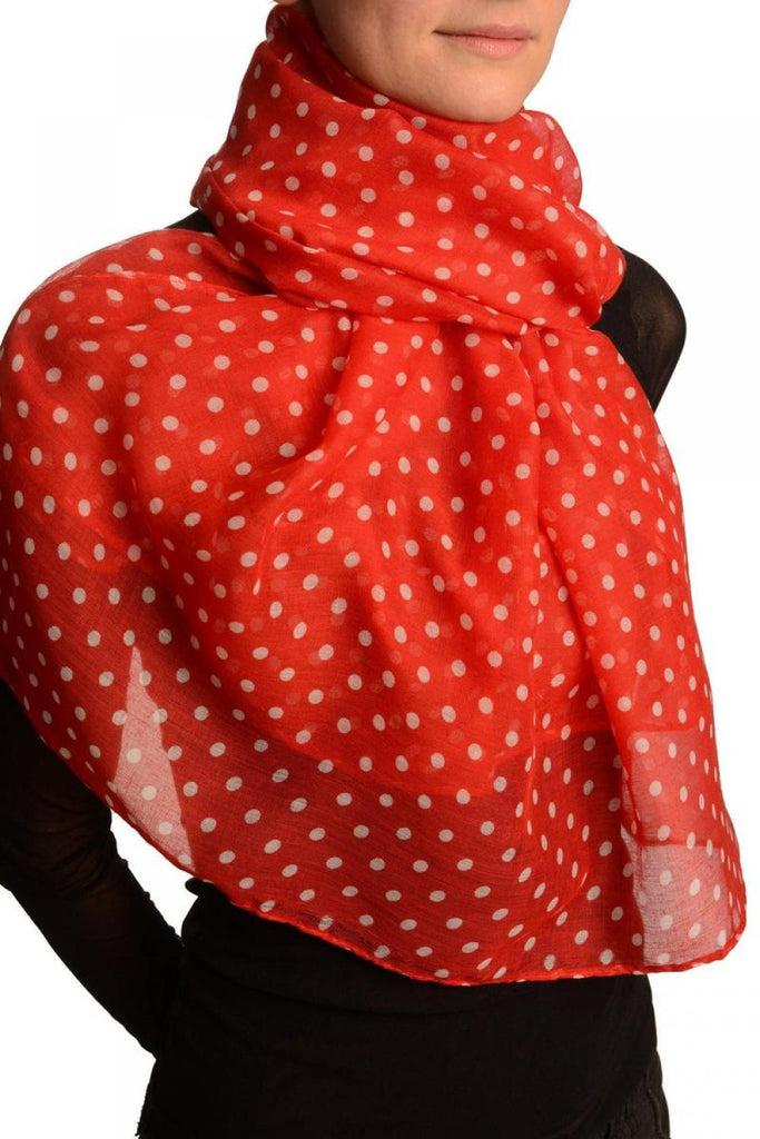 Liss Kiss White Polka Dot On Red Unisex Scarf - Scarf