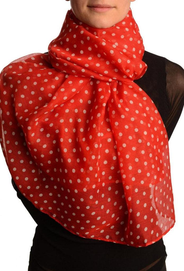 liss kiss White Polka Dot On Red Unisex Scarf - Scarf