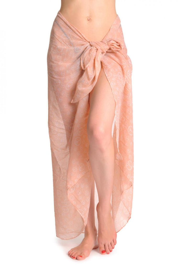 Liss Kiss White Printed Peace Sign On Soft Pink - Scarf
