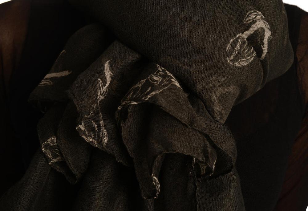 Liss Kiss White Reindeers On Black Unisex Scarf & Beach Sarong - Scarf