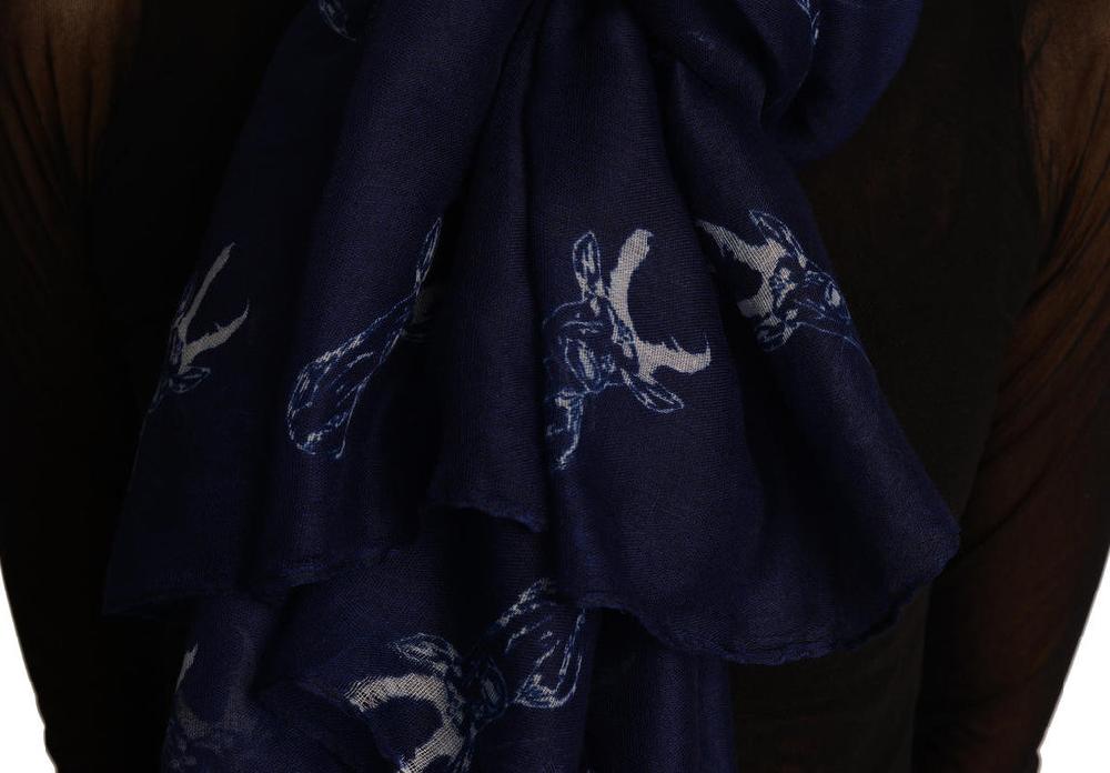 Liss Kiss White Reindeers On Navy Blue Unisex Scarf & Beach Sarong - Scarf