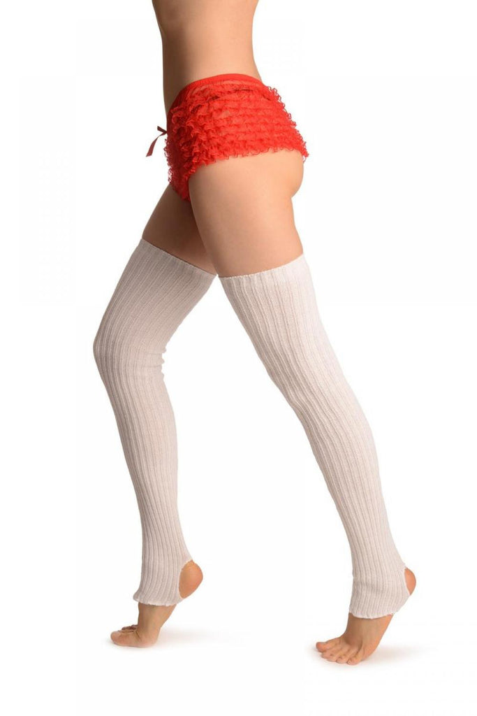 liss kiss White Stirrup Dance/Ballet Leg Warmers - Leg Warmers