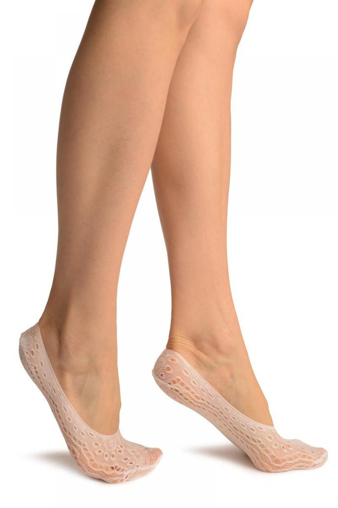Liss Kiss White Swirls & Dimonds Lace Footies - Footsies Socks