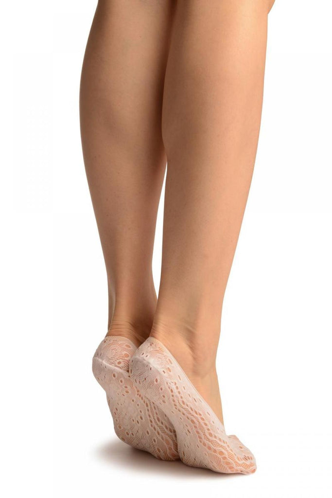 Liss Kiss White Swirls & Dimonds Lace Footies - Footsies Socks