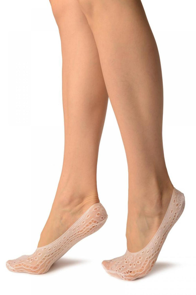 Liss Kiss White Swirls & Dimonds Lace Footies - Footsies Socks