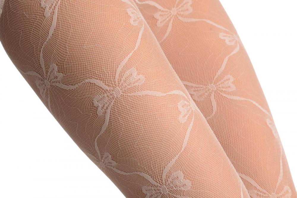 Liss Kiss White Vintage Lace With Joining Bows & Seam (Petite) - Tights