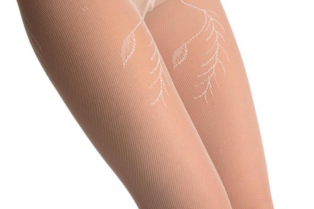 Liss Kiss White Vintage Lace With Leaves & Seam (Petite) - Tights