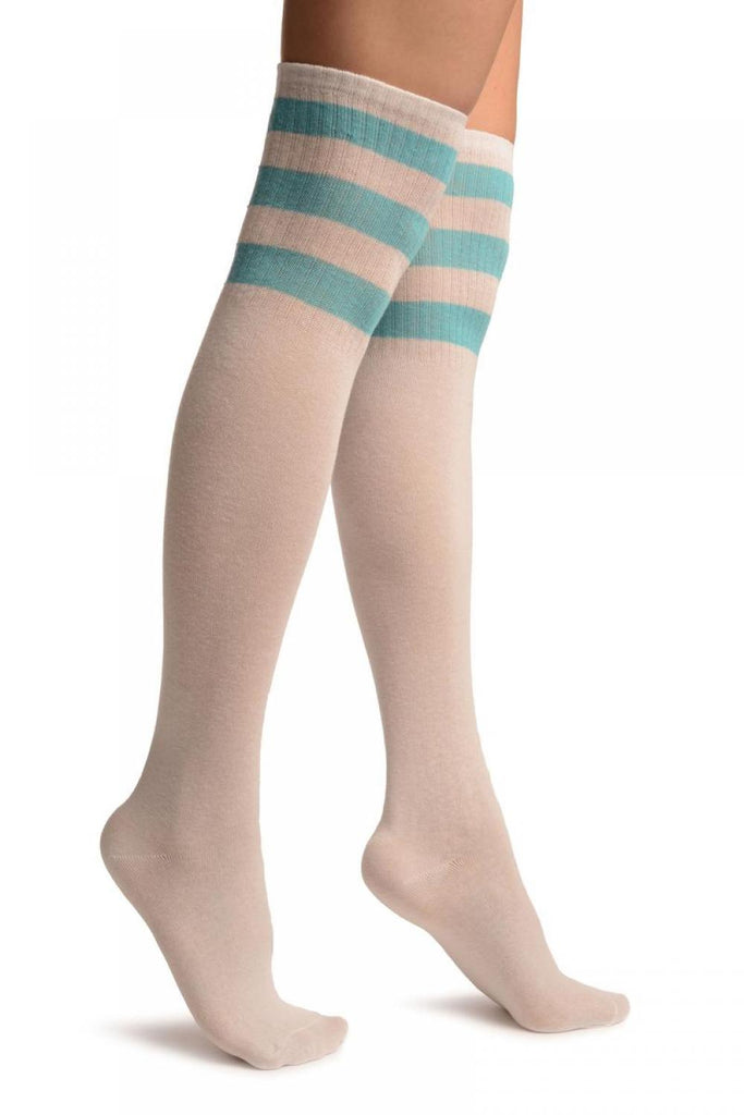 liss kiss White With Blue Stripes Referee Knee High Socks - Socks