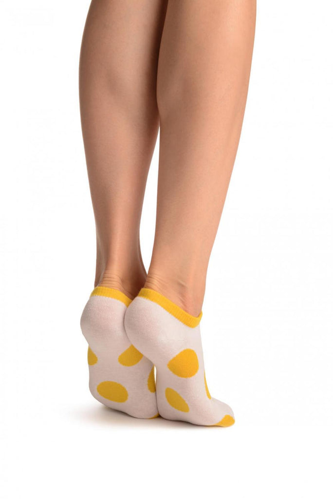 Liss Kiss White With Large Yellow Polka Dot Footies Socks - Footsies Socks