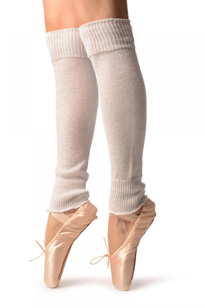 Liss Kiss White With Silver Lurex Dance/Ballet Leg Warmers - Leg Warmers