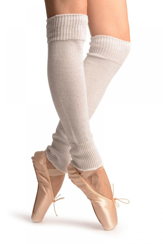 liss kiss White With Silver Lurex Dance/Ballet Leg Warmers - Leg Warmers