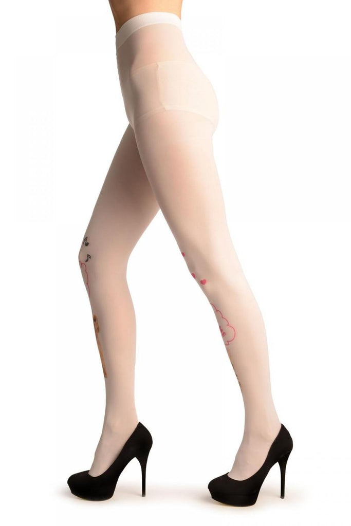 Liss Kiss White With Singing Puppy & Dreaming Kitten - Tights