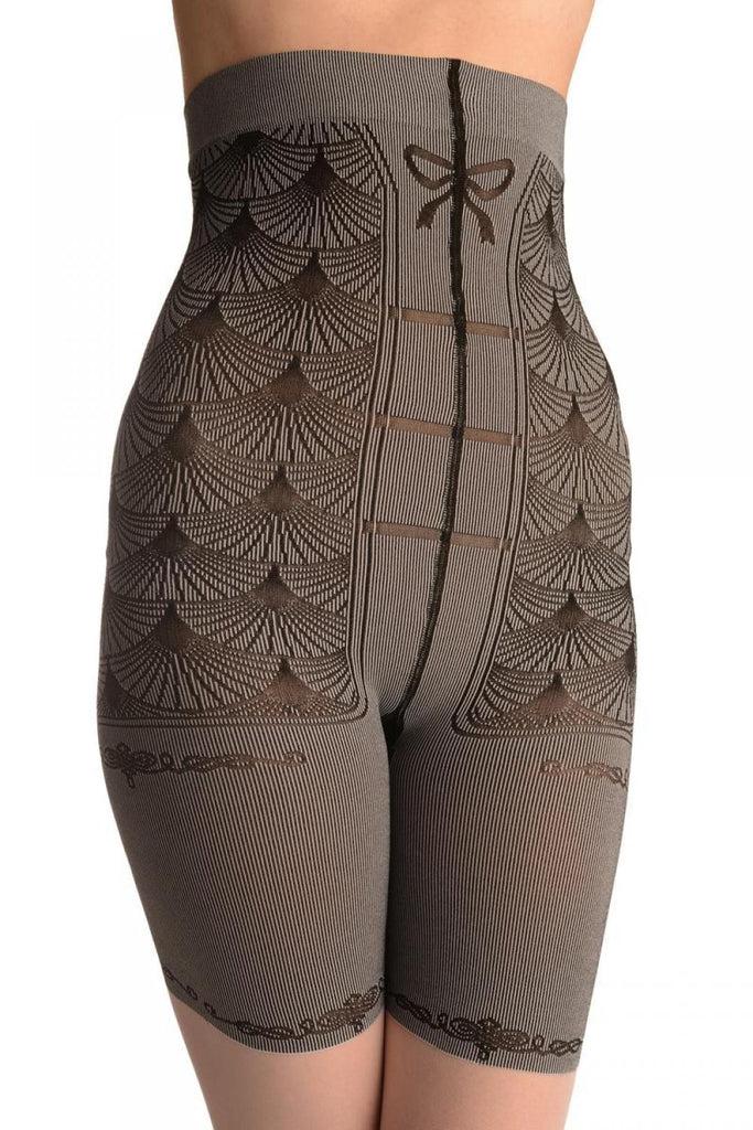 Liss Kiss White With Strong Corset Shaping Tummy In Tights - Tights