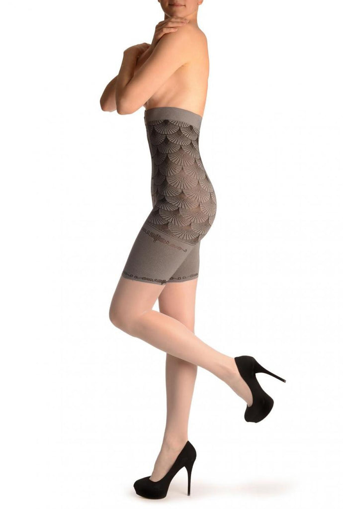 Liss Kiss White With Strong Corset Shaping Tummy In Tights - Tights