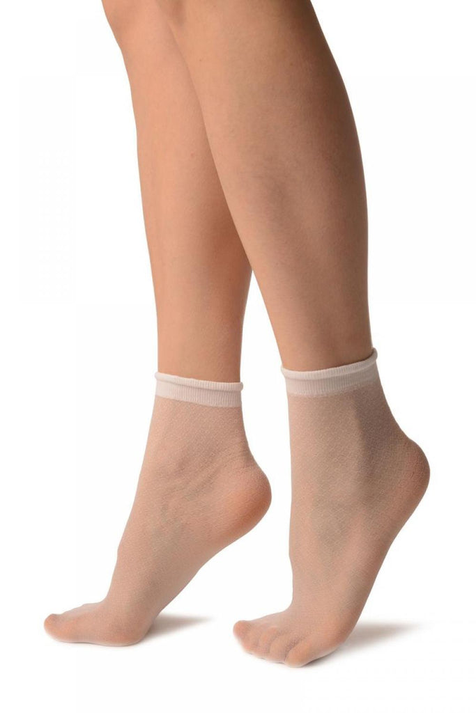 Liss Kiss White Woven 3D Mesh Ankle High Socks - Socks