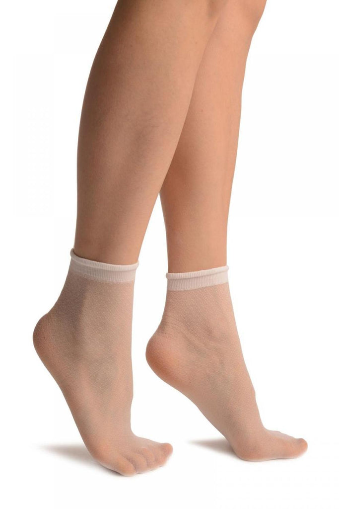 liss kiss White Woven 3D Mesh Ankle High Socks - Socks