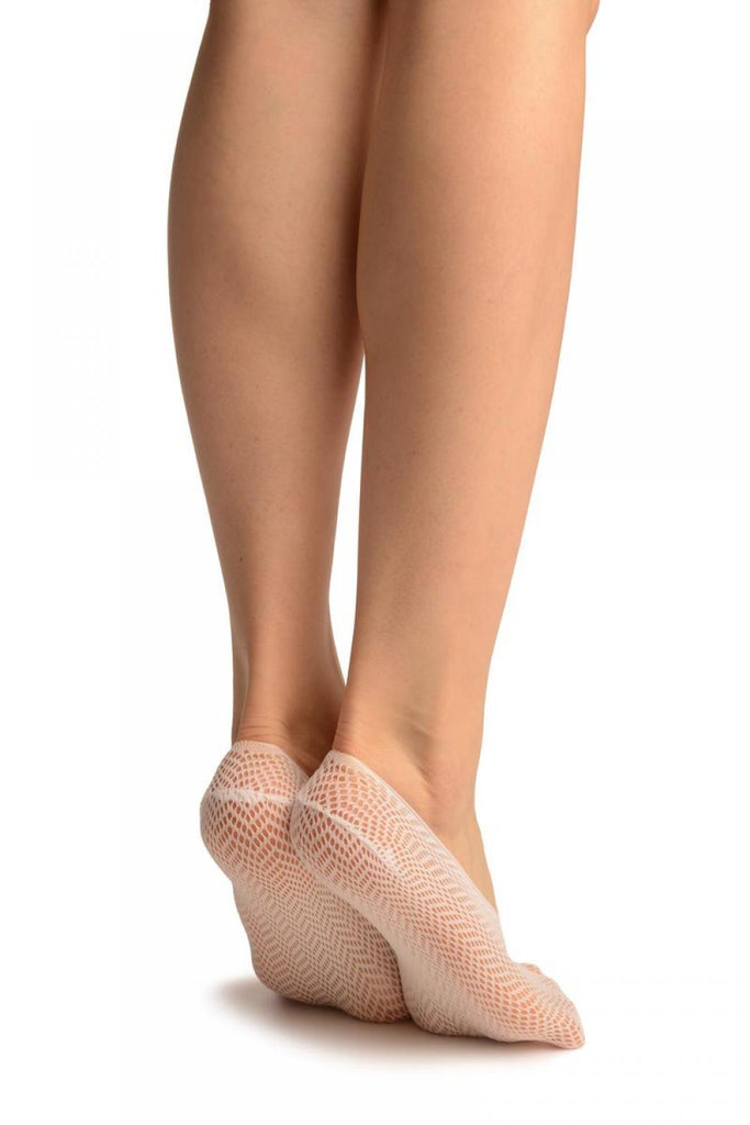 Liss Kiss White ZigZag Mesh Lace Footies - Footsies Socks