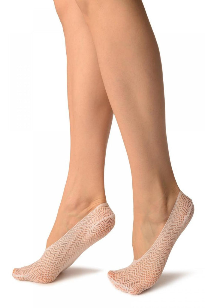 Liss Kiss White ZigZag Mesh Lace Footies - Footsies Socks