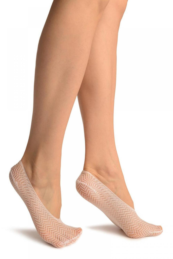 Liss Kiss White ZigZag Mesh Lace Footies - Footsies Socks