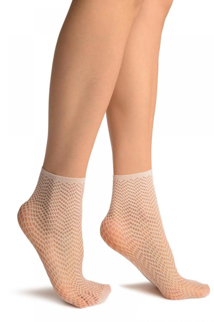 liss kiss White ZigZag Mesh Lace Socks Ankle High - Socks