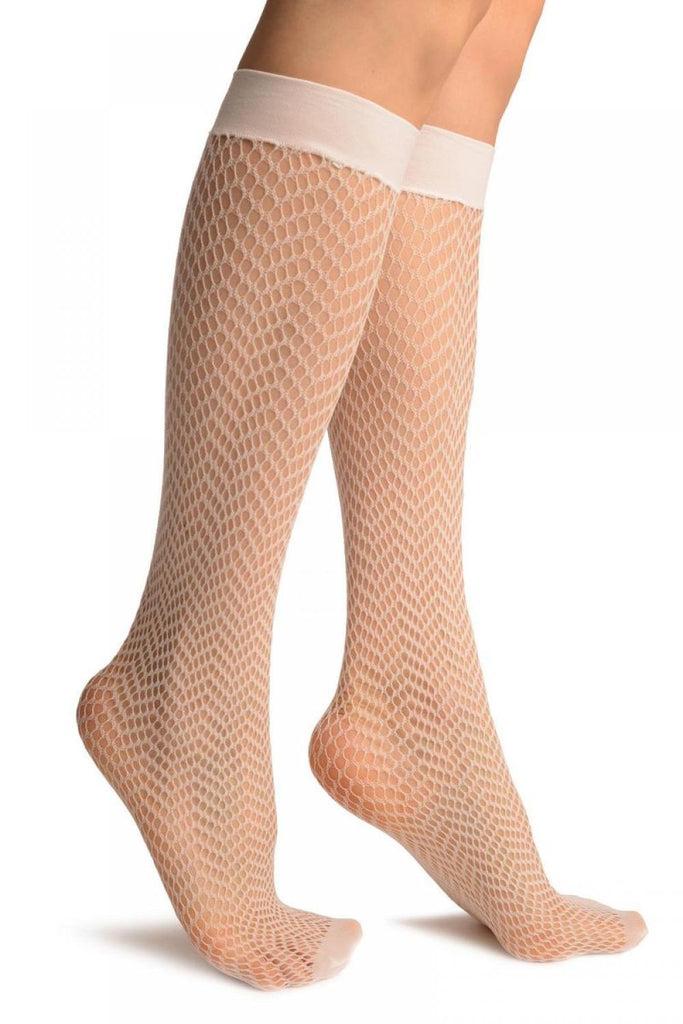 liss kiss White ZigZag Mesh Lace Socks Knee High - Socks