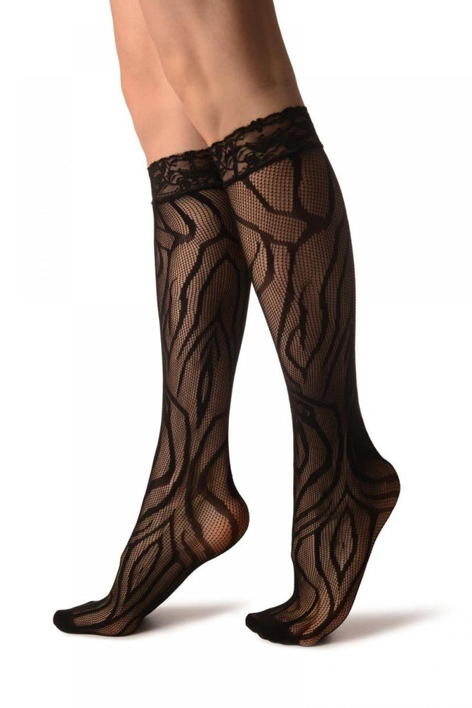 Liss Kiss Wild Tired Black Lace Knee High Socks - Socks