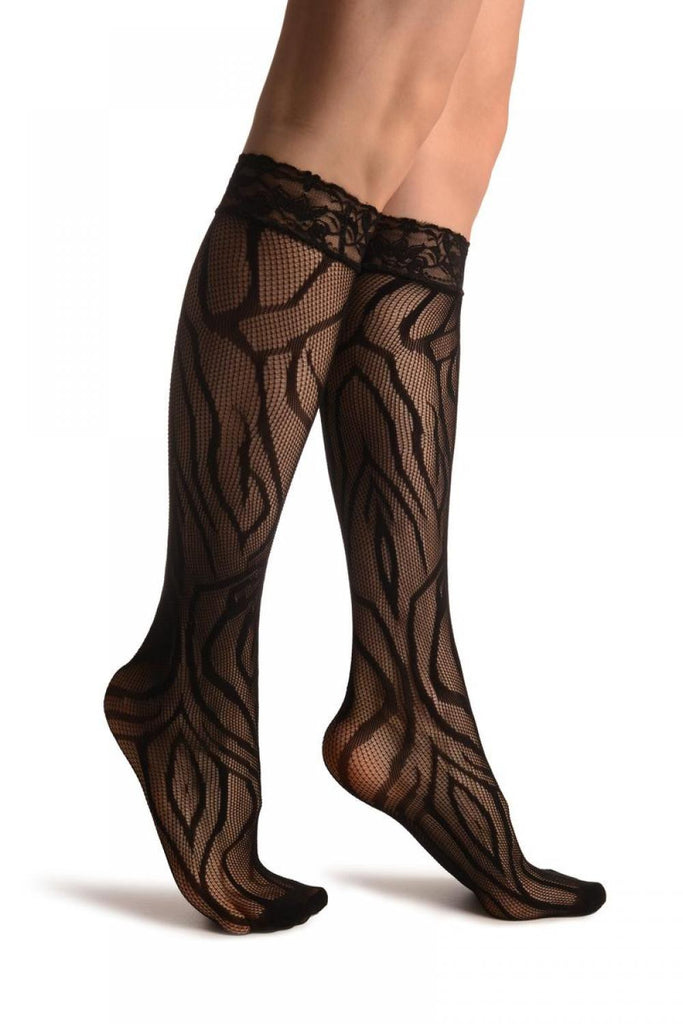 liss kiss Wild Tired Black Lace Knee High Socks - Socks