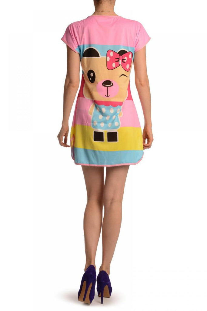Liss Kiss Winking Bear On Lavender Pink Lightweight Dress - Dress