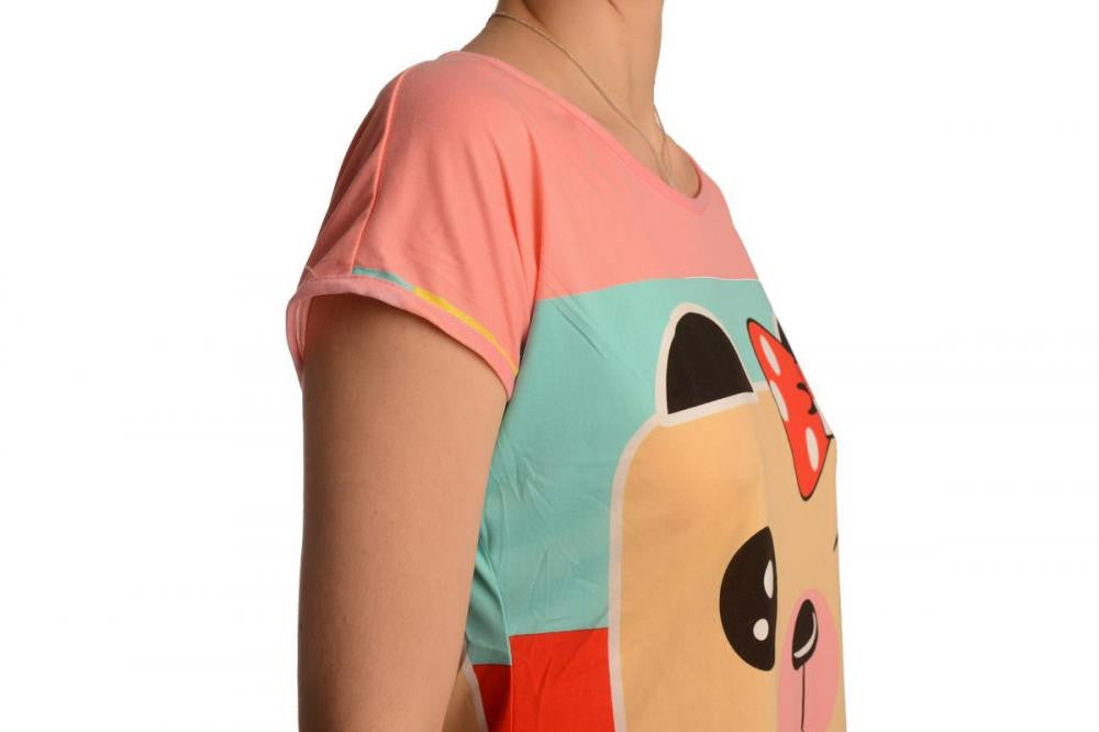 Liss Kiss Winking Bear On Salmon Pink Lightweight Dress - Dress