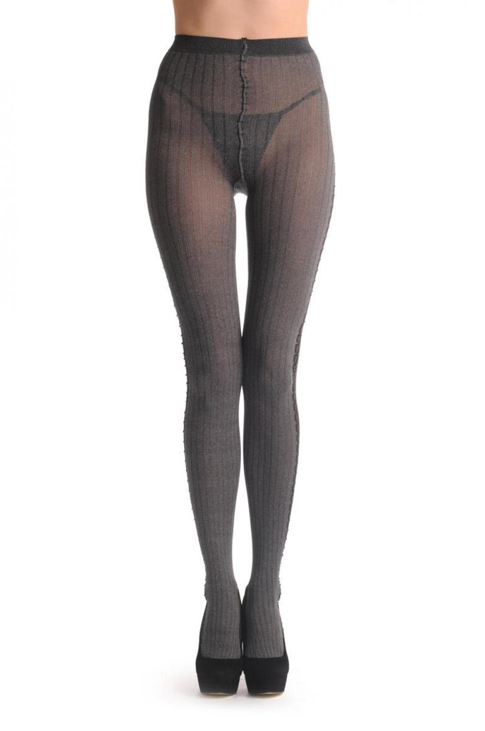 Liss Kiss Woven Grey With Black Twisted Side Seam 80 Den - Tights
