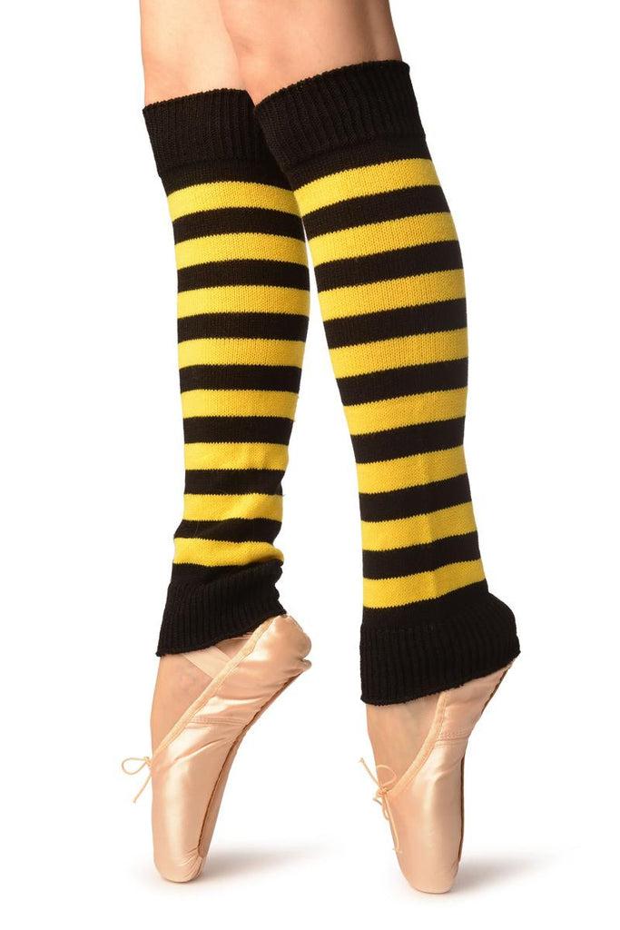 Liss Kiss Yellow & Black Stripes Dance/Ballet Leg Warmers - Leg Warmers