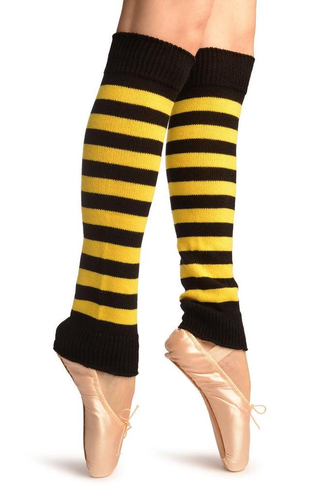 Liss Kiss Yellow & Black Stripes Dance/Ballet Leg Warmers - Leg Warmers