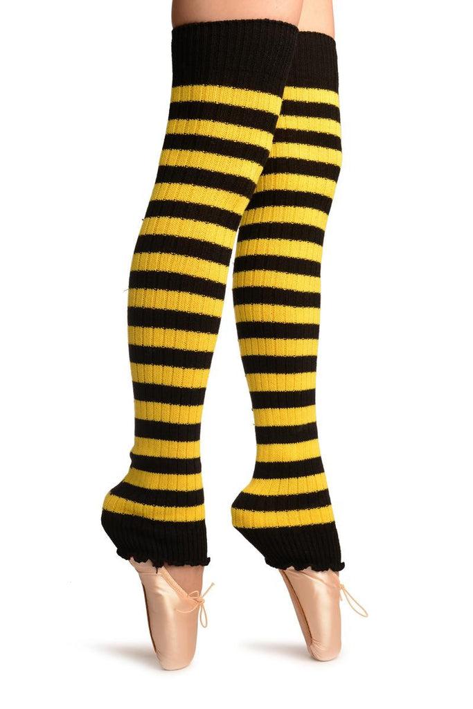 Liss Kiss Yellow & Black Stripes Dance/Ballet Leg Warmers - Leg Warmers