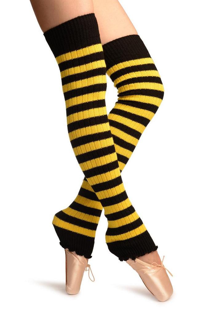 liss kiss Yellow & Black Stripes Dance/Ballet Leg Warmers - Leg Warmers