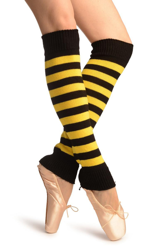 liss kiss Yellow & Black Stripes Dance/Ballet Leg Warmers - Leg Warmers