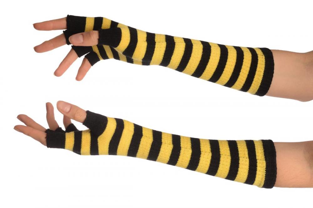 liss kiss Yellow & Black Stripes Fingerless Gloves - Gloves